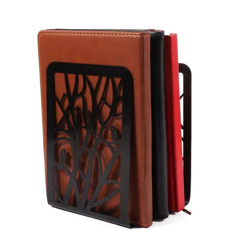 2 Pcs Decorative Bookends File Holder Creative Hollow-out Book Magazine Stands
