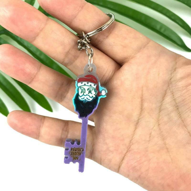 Santa Claus Key Shape Keychain Mould Crystal Epoxy Creative Silicone Mould