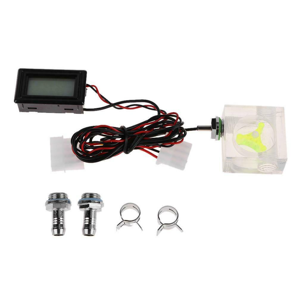 LED Digital Thermometer 3 Way Flow Meter for PC Water Cooling Liquid Systems