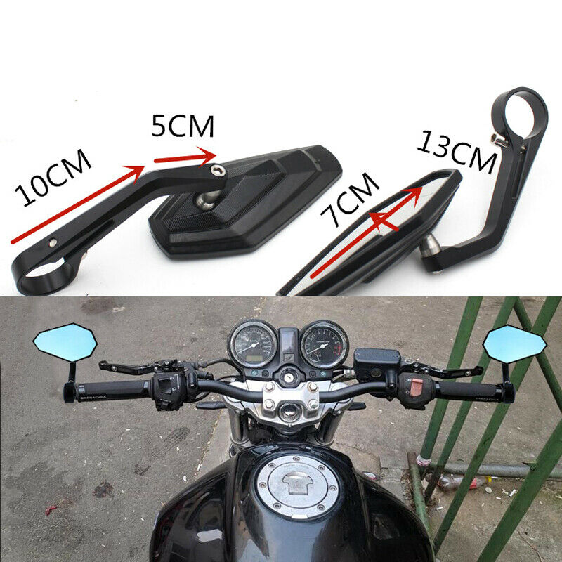 2PC Motorcycle Scooter Rear View Side Mirrors 7/8" 22MM Handle Bar End Universal