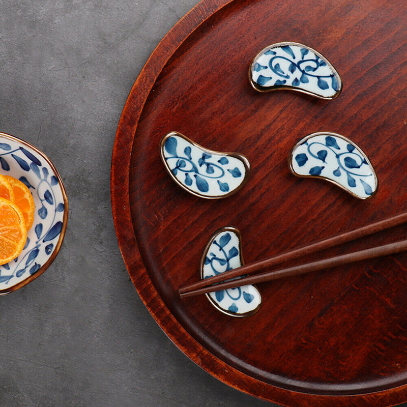 1Pc Hand-painted Half Moon Ceramic Chopstick Rest Household Tableware Pen Holder