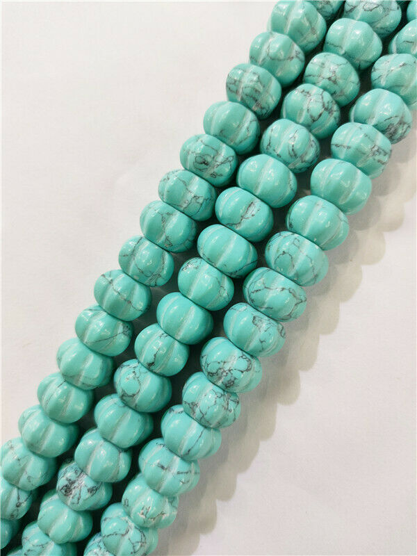 1 Strand 12x8mm Green Turquoise Rondelle Pumpkin Spacer Beads 15.5inch HH134