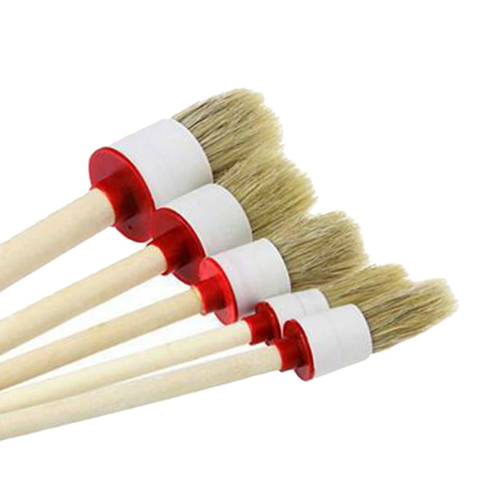 Pack of 5 Hangable Automobile Car Detailing Brush Kit Duster Wooden Handle