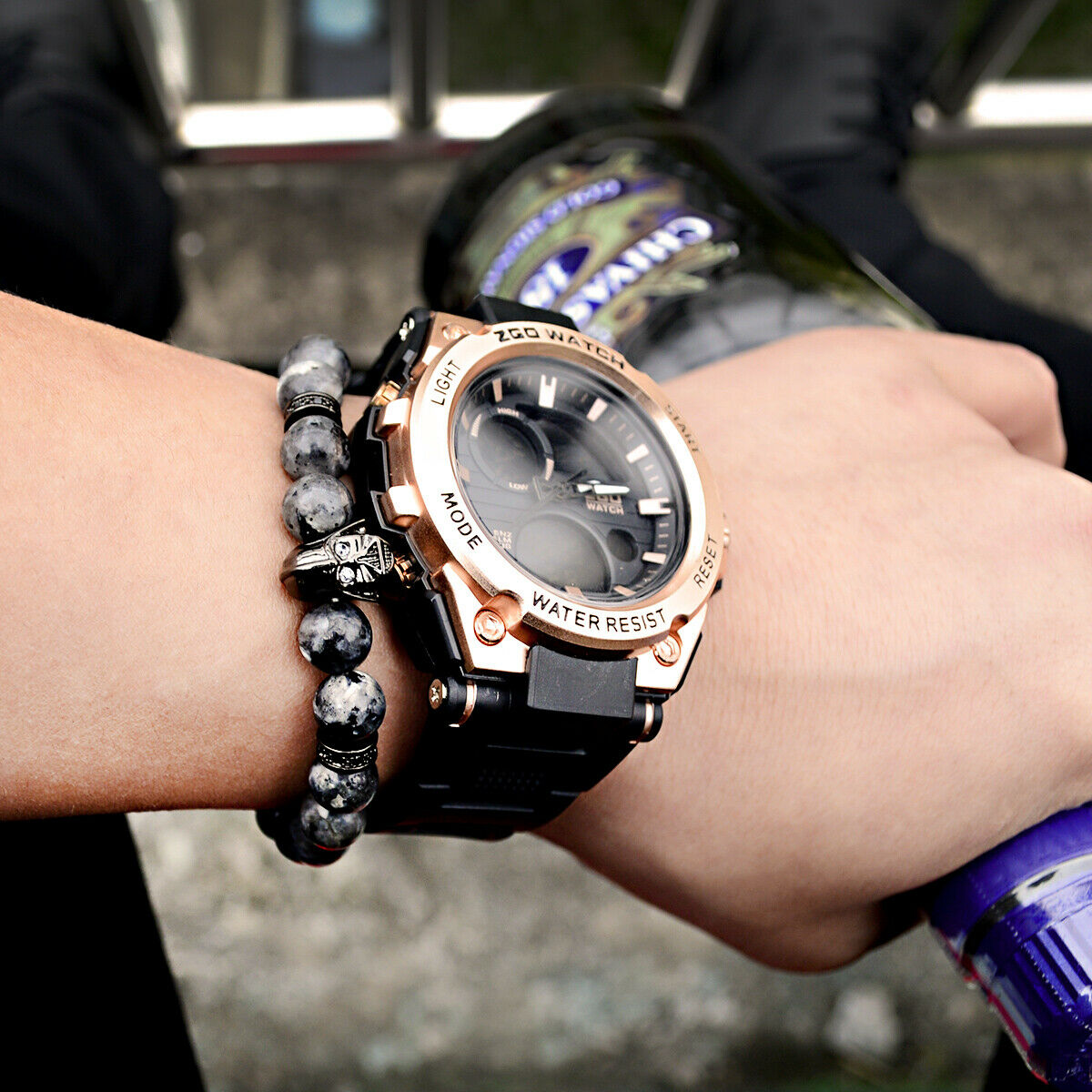 Men's Zircon Star Wars Darth Vader Bracelets 8mm Natural Black Stone Bracelets