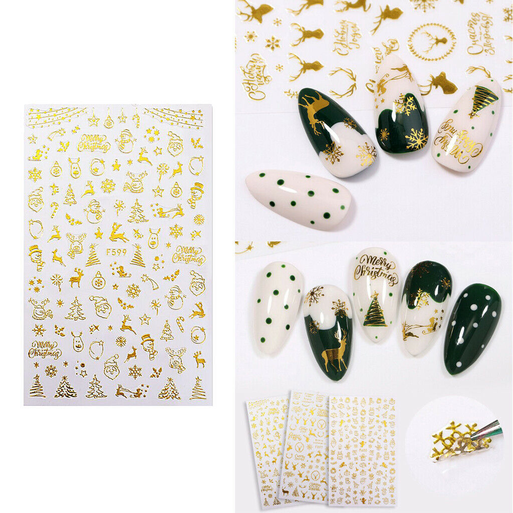 1 Sheet of Christmas Nail Art Stickers DIY Nail Decals for Women - Snowmen