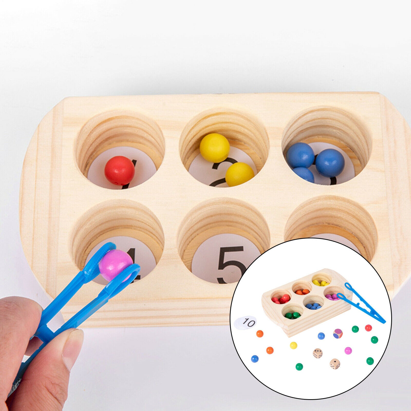 Wooden Counting Bead Montessori Color Matching Early Memory Fun Sensory Toys