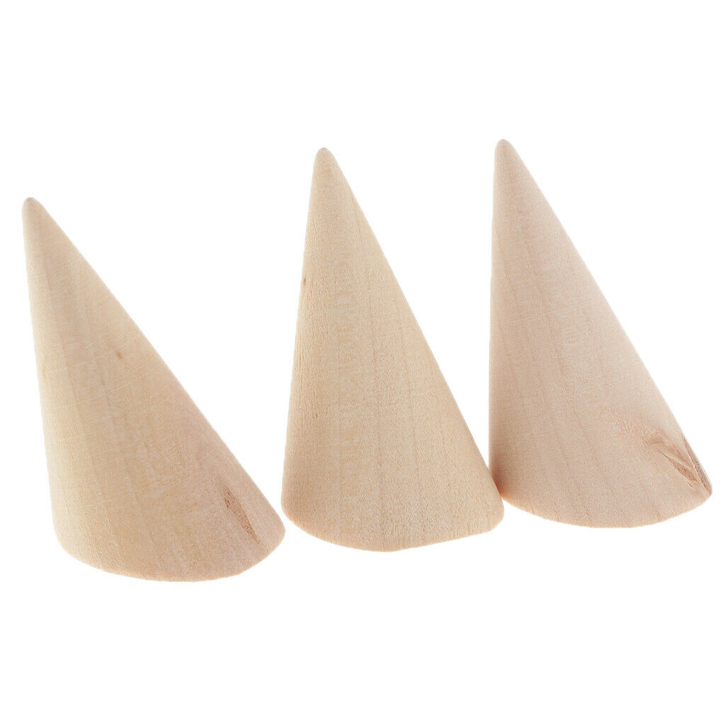 15pack Finger Cone Shape Ring Display Jewelry Holder Organizer Wood Showcase