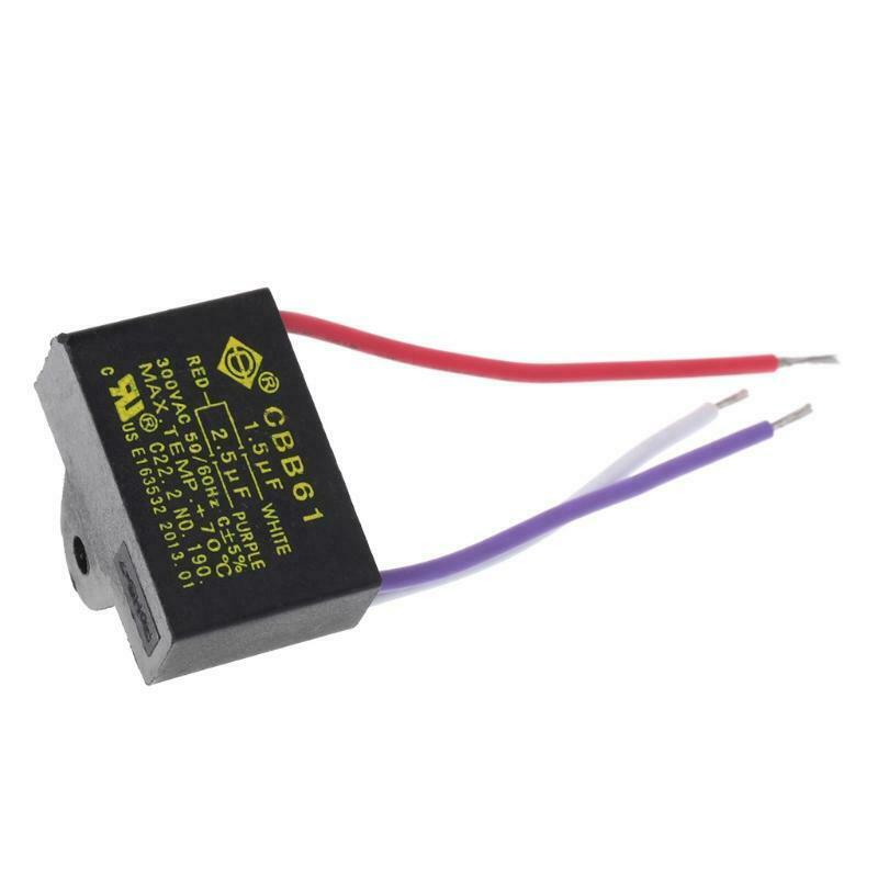 Black CBB61 1.5uF+2.5uF 3 Wires AC 250V 50/60Hz Capacitor For Ceiling Fan
