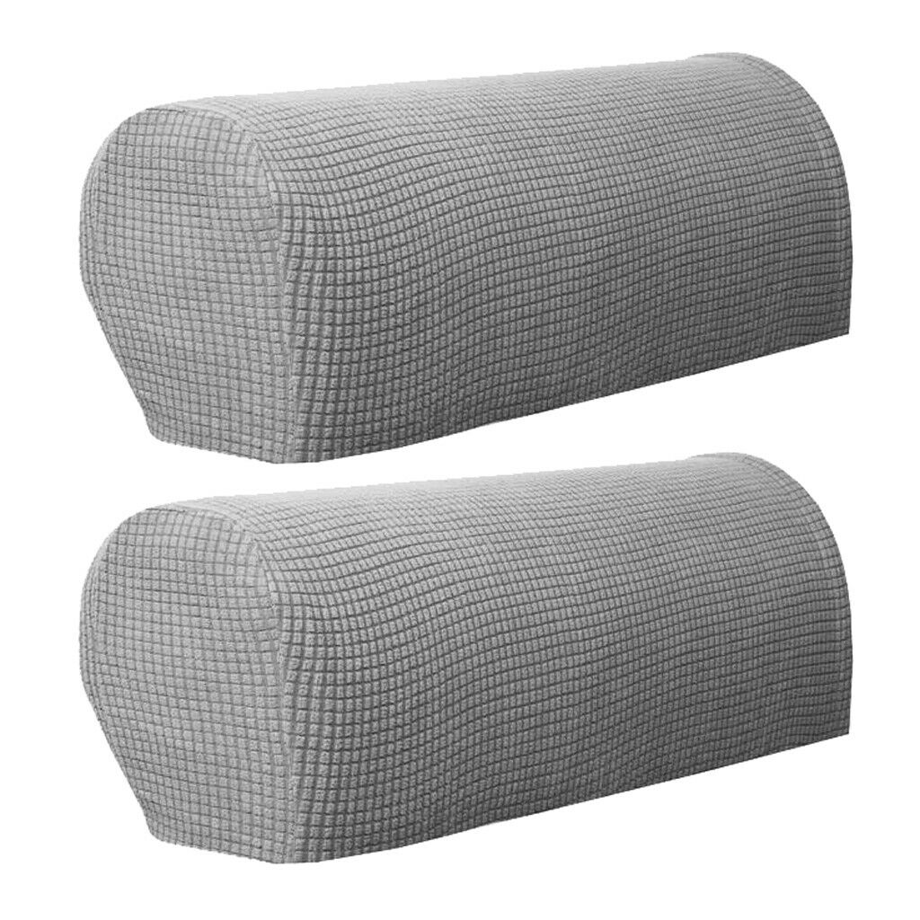 2 Pairs Sofa Armrest Covers Stretch Arm Furniture Protector Light Gray