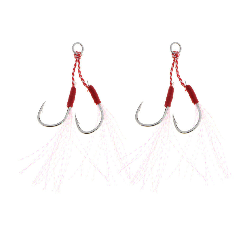 2pcs Stainless Steel Assist Hooks Sea Fishing Jig Jigging Barbed Hooks 13