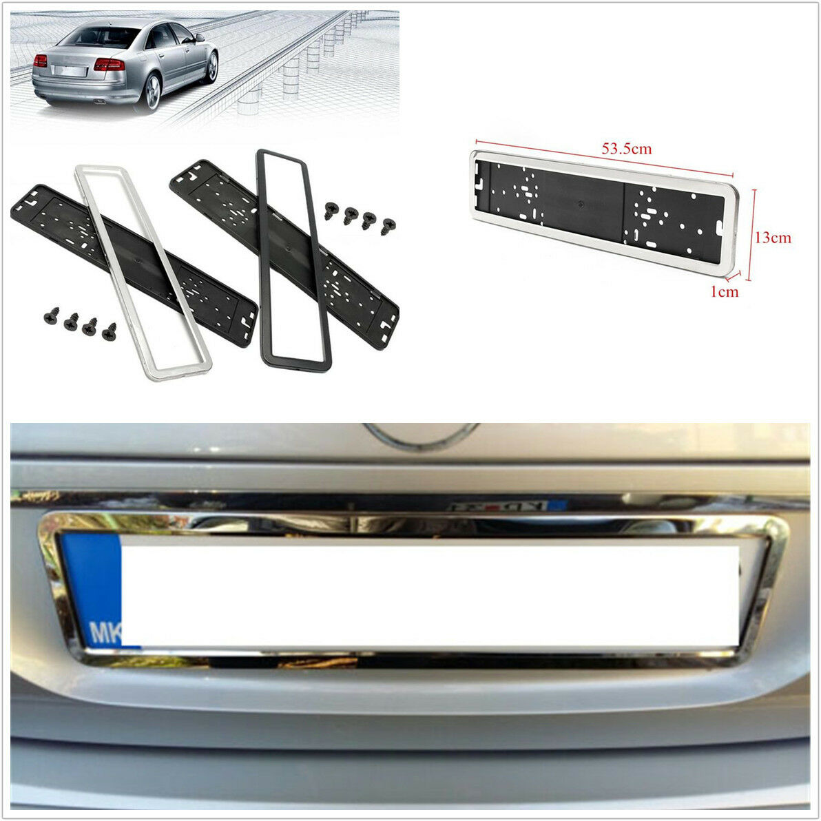 Universal Stainless Steel Number Car Racing License Plate Frame Holder Bracket