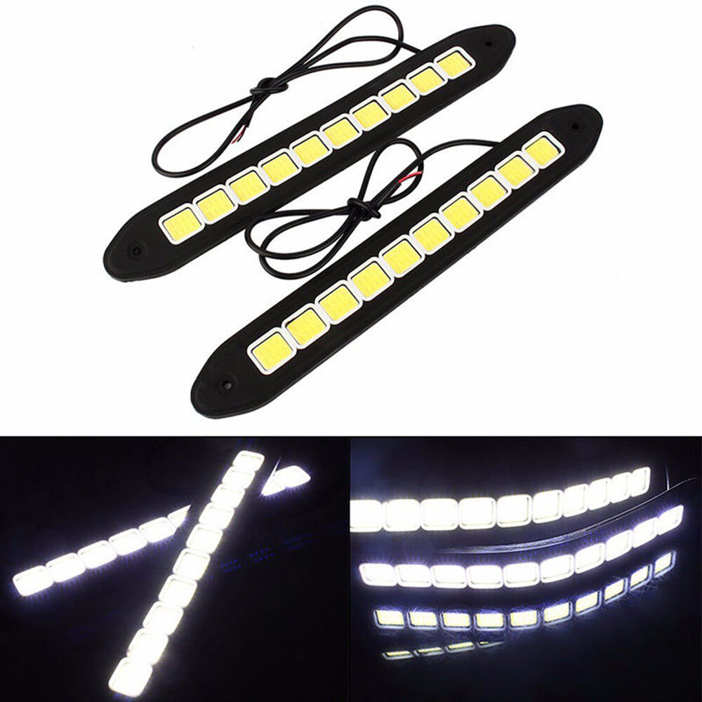 2x 20W Waterproof LED 12V Daytime Running Light DRL COB Strip Lamp Fog Car