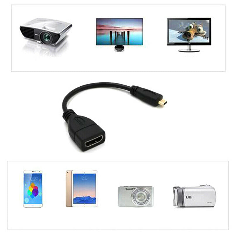 Micro HDMI to HDMI Male to Female adapter Cable connector for HDTV Type D Lt