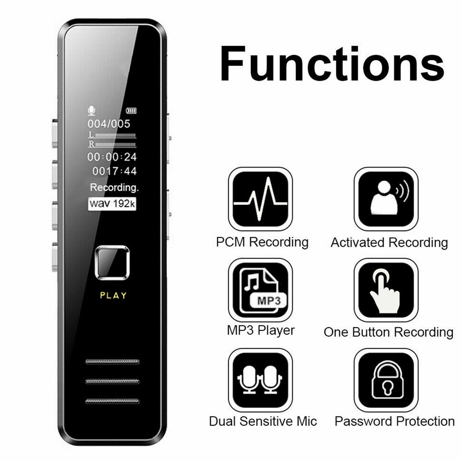 Dictaphone Audio Sound Recorder 32G Digital Voice Recorder Mini Small MP3 Player