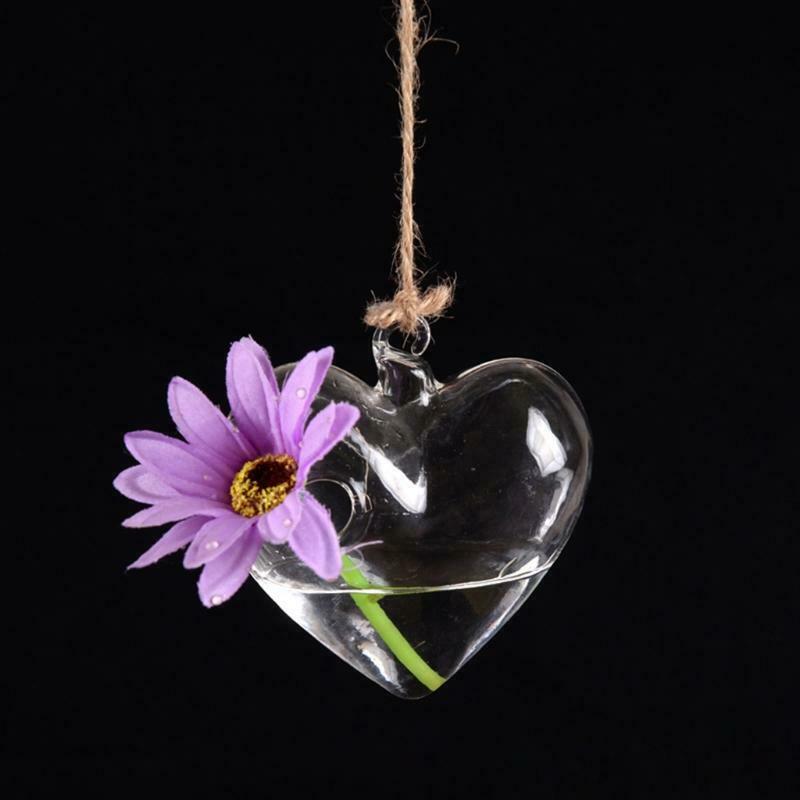 Heart-Shape Hanging Glass Flower Planter Vase Terrarium Container for Hydroponic