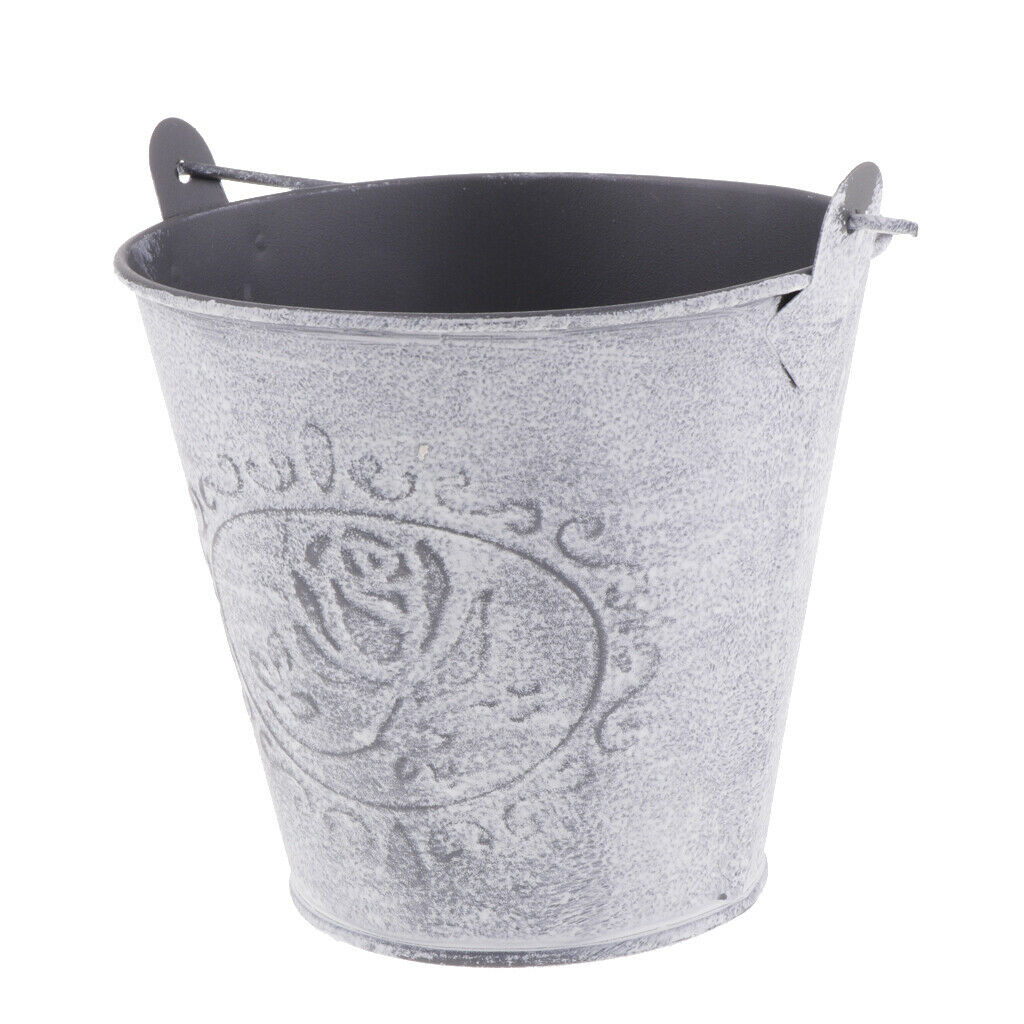 Rustic Iron Metal Iron Flower Plants Bucket Potted Bonsai Vase Container