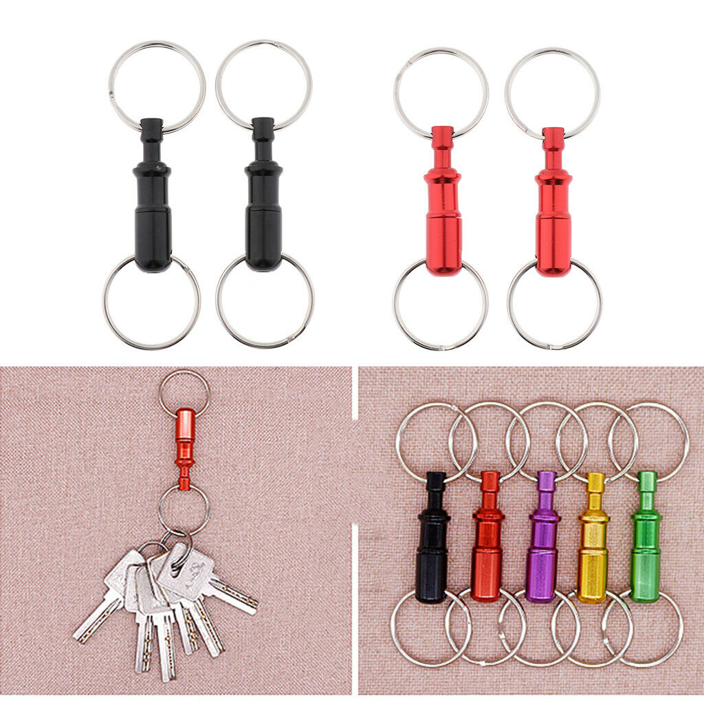 4x Pull Apart Quick Release Keychain Dual Key Rings Split Rings Car Keys
