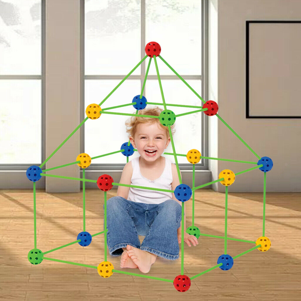 Fort Building Kit 120PCS Construction Play Tent Toys Round and Cloth