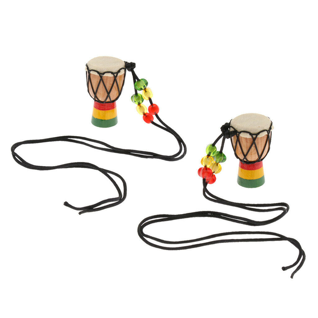 Wooden Mini Classic Drummer Djembe Percussion African Hand Drum Pendant B