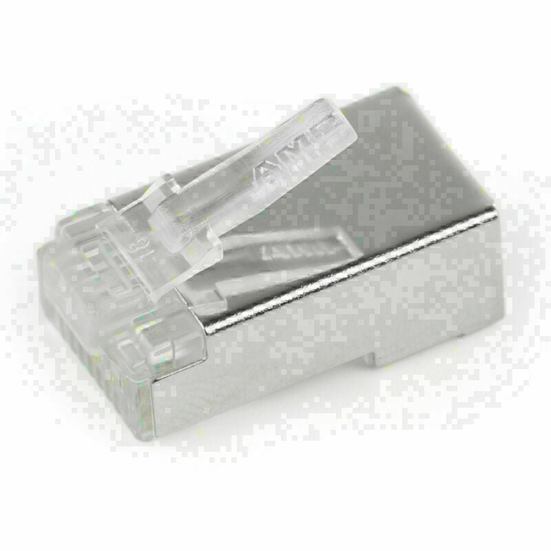 10Pc RJ45 Shielded Crimp Connector Modular Plug Head 8P8C Cat5e CAT6 STP LAN CN