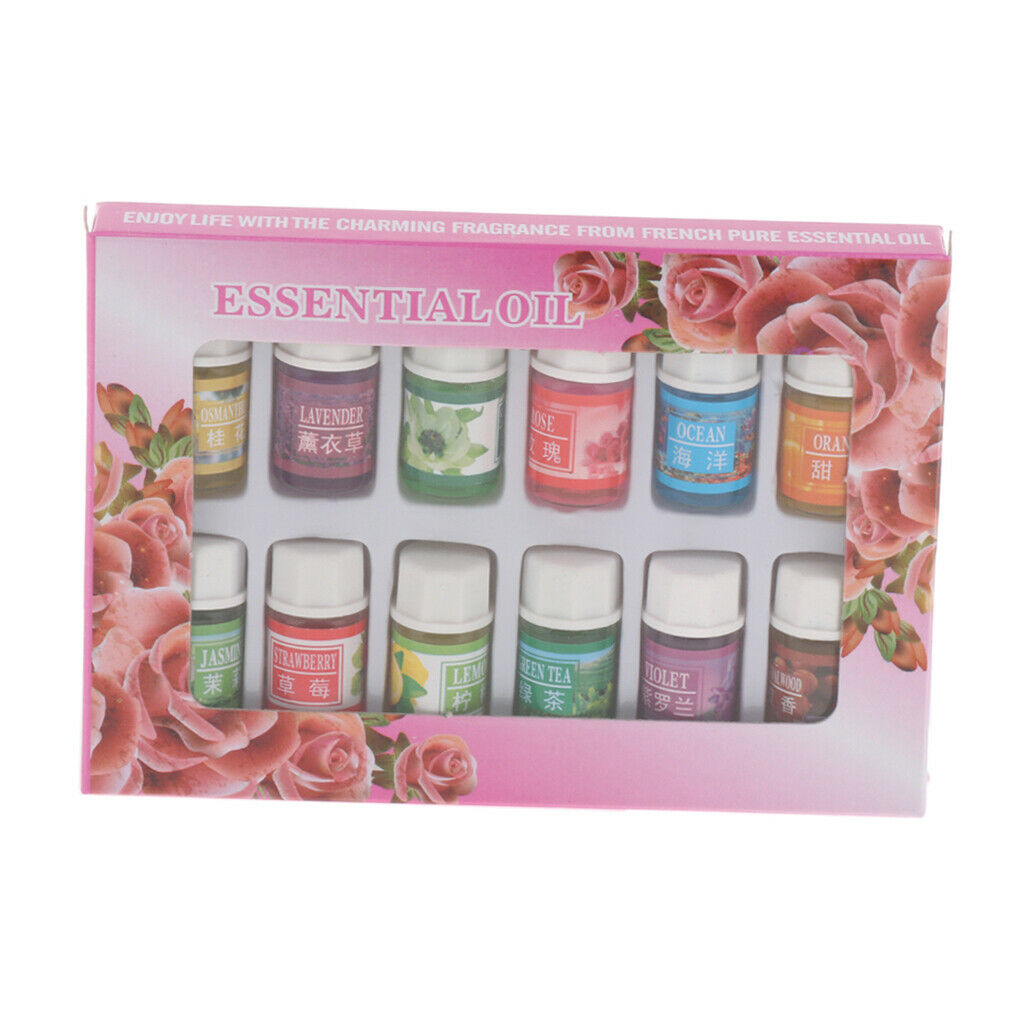 12x 3ML Pure Essential Oil Bottles Rose Lavender Lemon Ocean Jasmine Violet