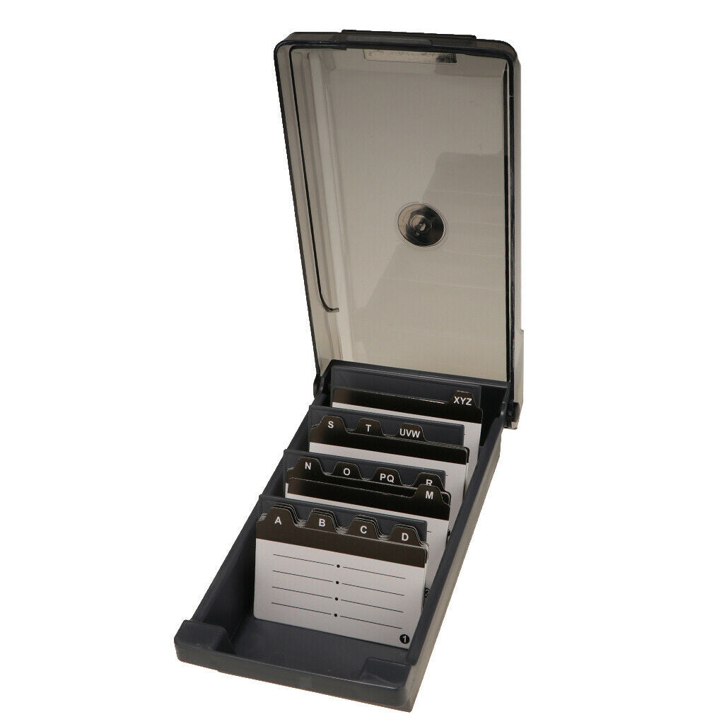 Business Card Holder, Business Card Organizer Box with Divider Index Tabs