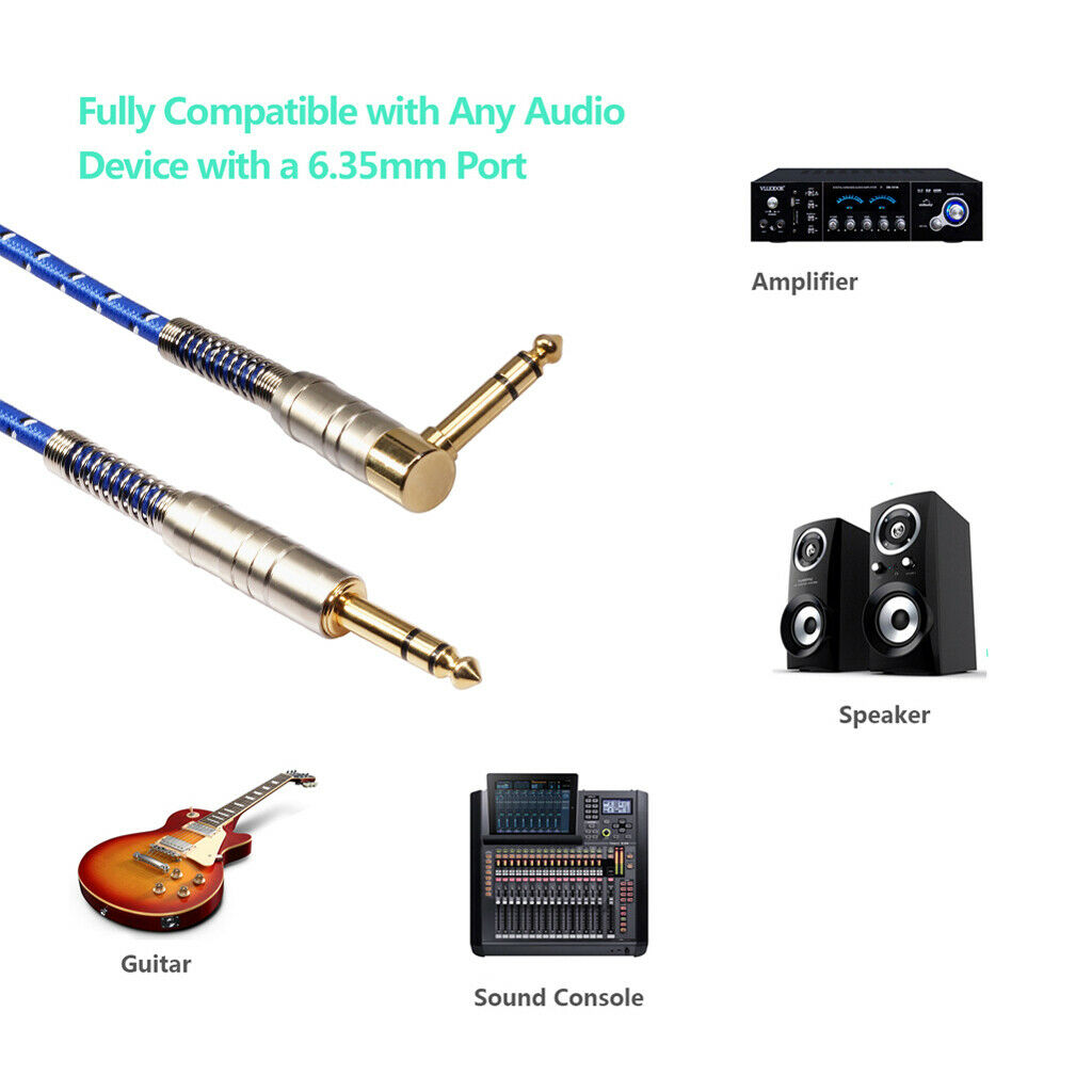 6.35mm 1/4'' Guitar Patch Cable/Guitar Cord, Instrument Cable for Monitors,