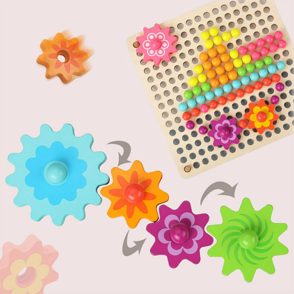 Mushroom Nail Beads Puzzle Toys Puzzle Games Wood Board Bead Game for Kids