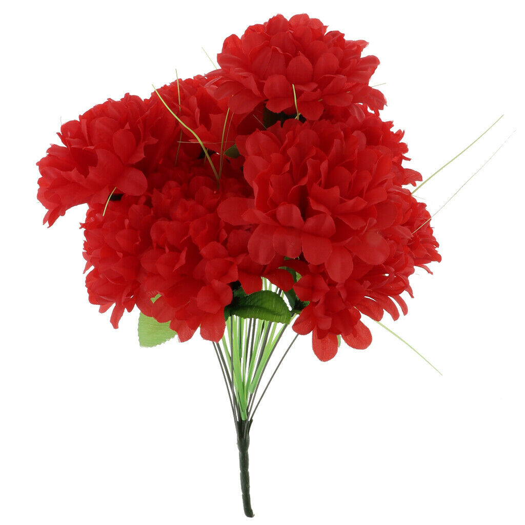 Artificial Chrysanthemum Bouquet Home Decor Grave Cemetery Flower Dark red