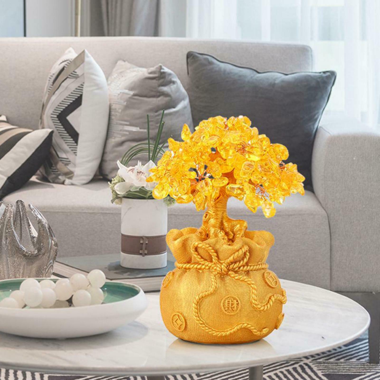 FengShui 7.5" Citrine Quartz Money Tree Ornaments for Home Office Store