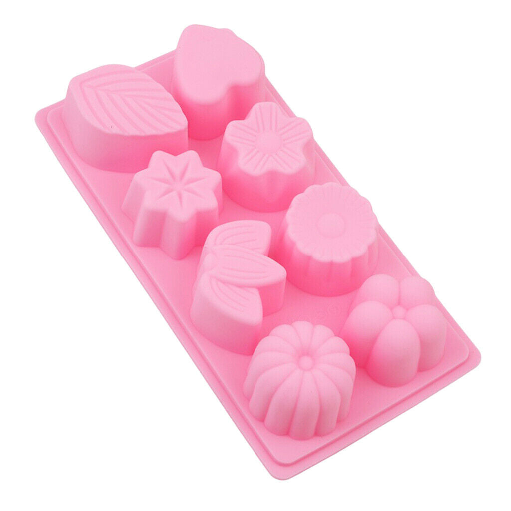 8 Cavity Assorted Silicone Flower Soap Mold DIY Soap Biscuit Muffine Mold