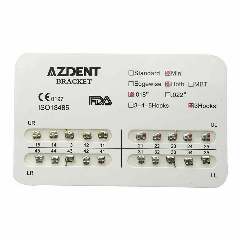 100packs Orthodontic Brackets Braces Dental Mini Roth Slot.018 Hooks 3 AZDENT CA