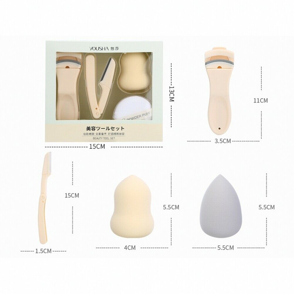 4PCS/set Cushion Powder Puff Eyebrow Trimmer Eyelash Curler Beauty Cosmetic Tool
