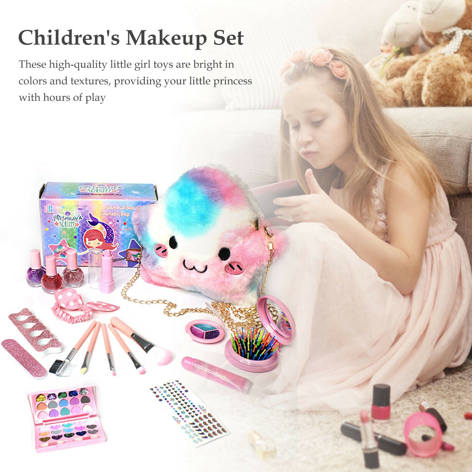 Vanity Play Set Girls Pretend Play Makeup Girls Toys Make Up Princess Gift
