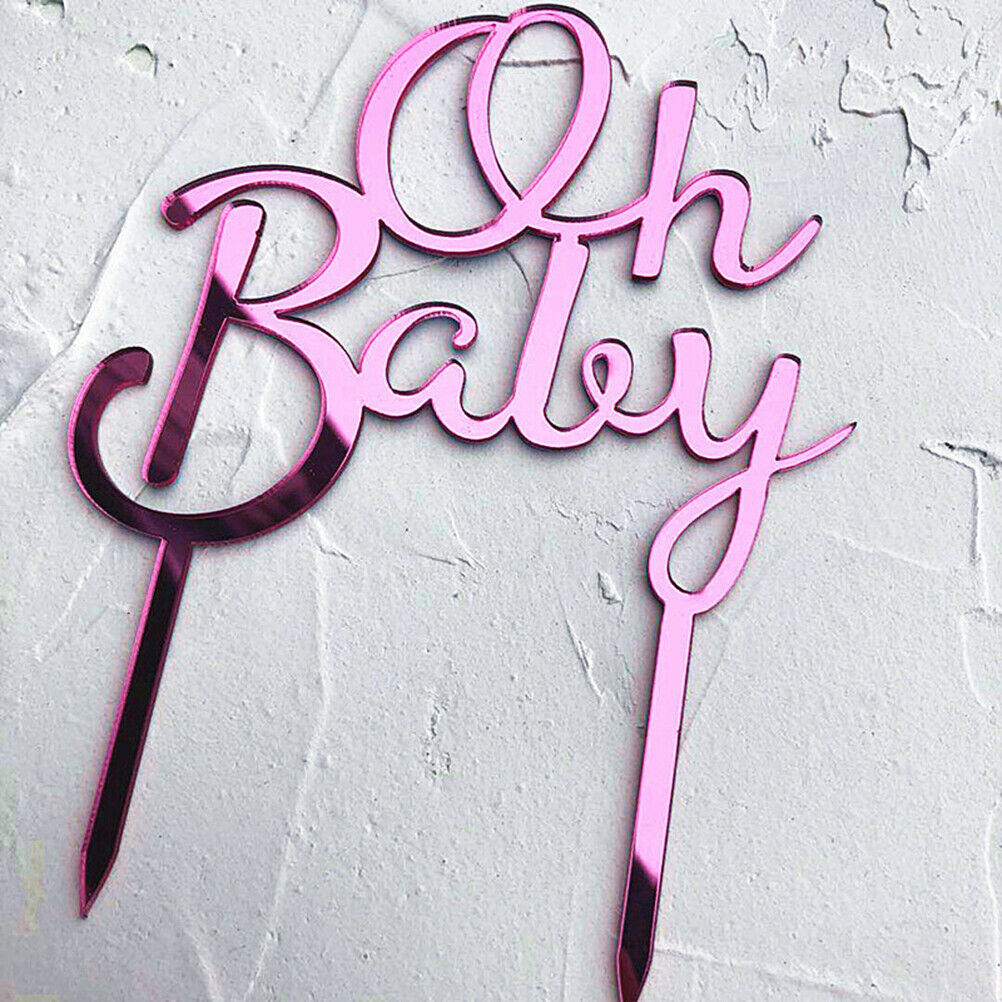 Oh Baby Pattern Happy Birthday Acrylic Cake Topper Babyshower Cupcake Topp.l8