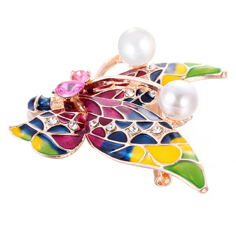 Animal Butterfly Crystal Enamel Brooch Pin Insect Lapel Pin Jewelry Women GA Rf