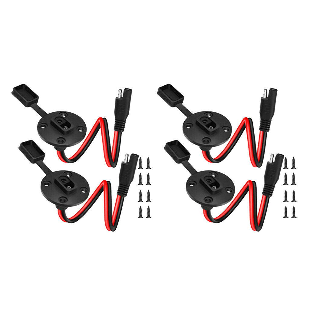 4 x 33cm Waterproof Solar SAE Single Head Line Socket Sidewall Port Connect Wire