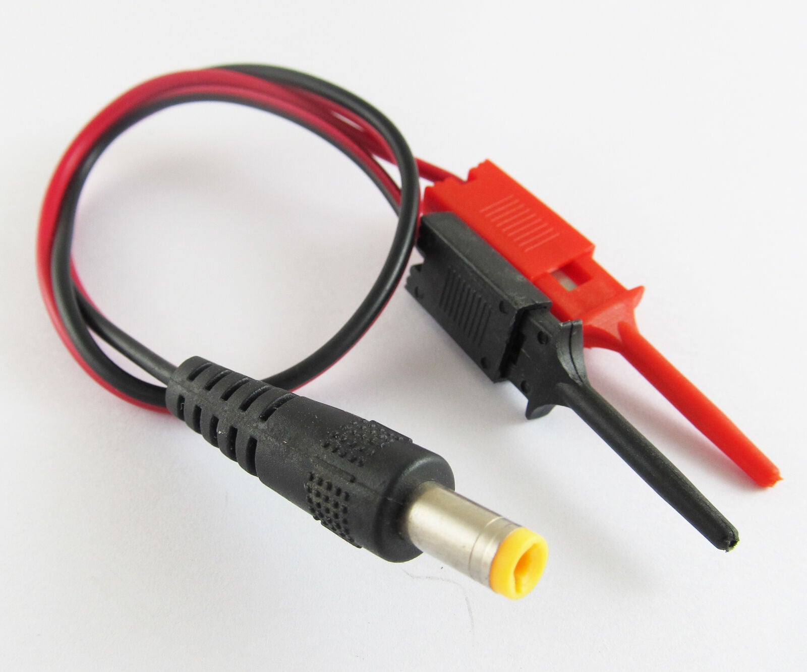 10set new Small Flat Test Hook to 2.1x5.5mm DC Male Plug DC Power Cable 30cm/1Ft