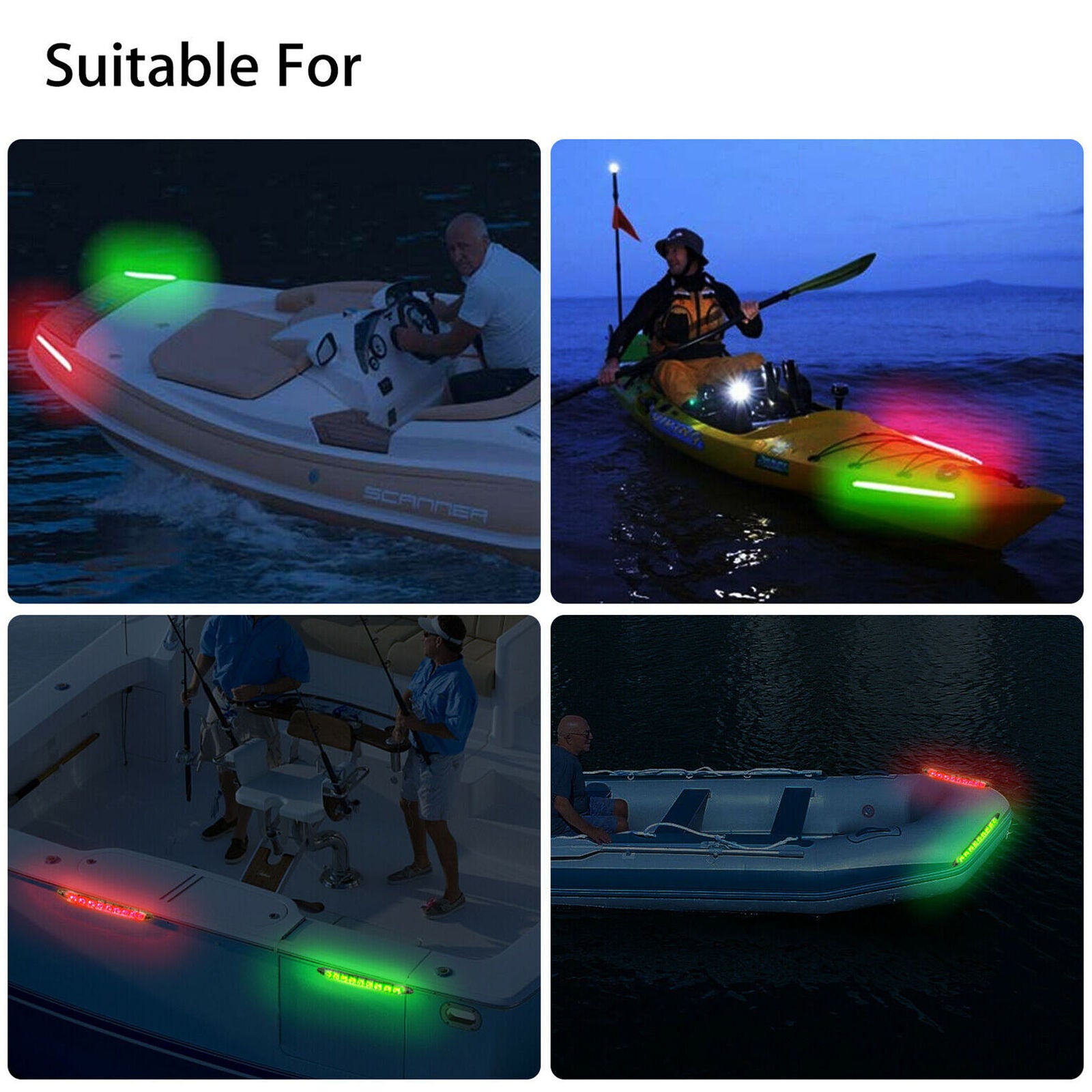 2 Pcs Red Green Navigation 9Led Marine Bow Boat Car 12V Yacht Pontoon Brigh C9J7