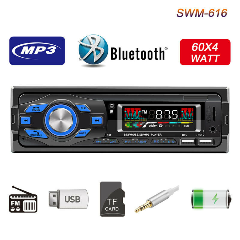 Car Radio MP3 Player Bluetooth Hands-Free Card U Disk USB Charger WMA/WAV/FLAC