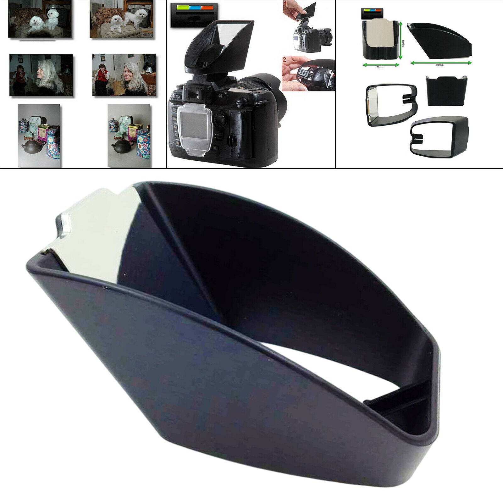 Mirror Flash Diffuser Reflector Scene Illuminator for D7000 D300 100D 60D