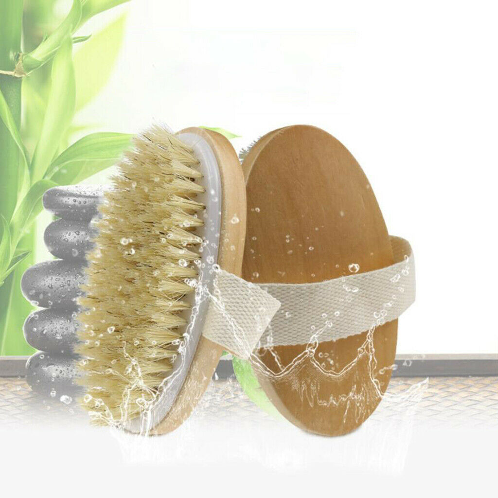 Bath Shower Brush Natural Boar Bristle Spa Sauna Exfoliator Brush Scrubber