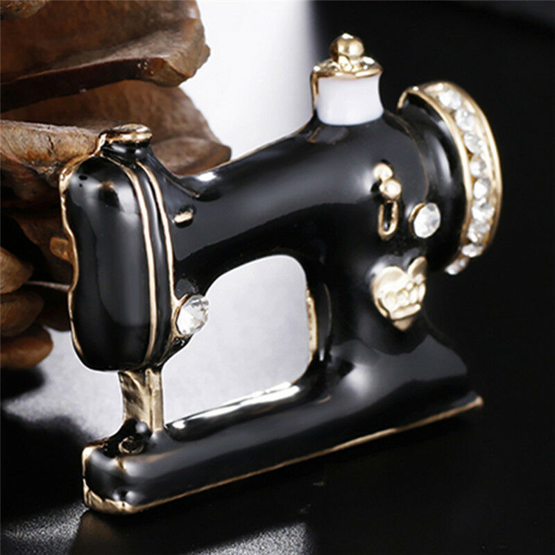 Sewing Machine Brooch Pin Black Enamel Brooch Collar Scarf*Decoration Jewelry Pb