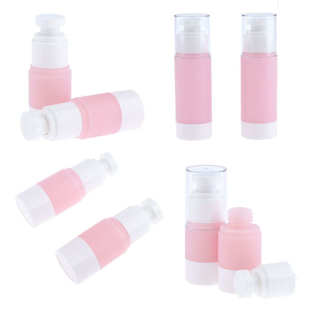 8Pcs Portable Empty Cosmetic Makeup Sterile Airless Pump Spray Bottles Pink +