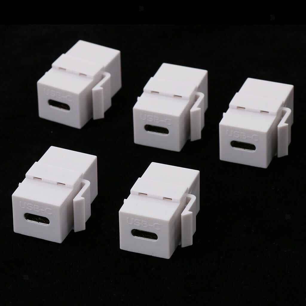 5Pieces Wall Plate Keystone   USB C Type C Female/Female, Coupler Type, White