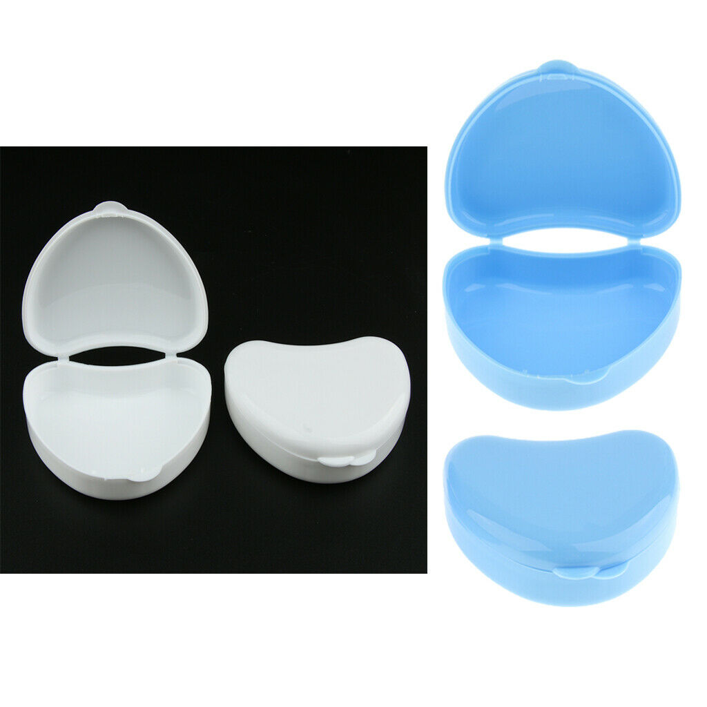 4 Pieces Denture Cup with Lid - Safe & Non-toxic Plastic - Blue & White