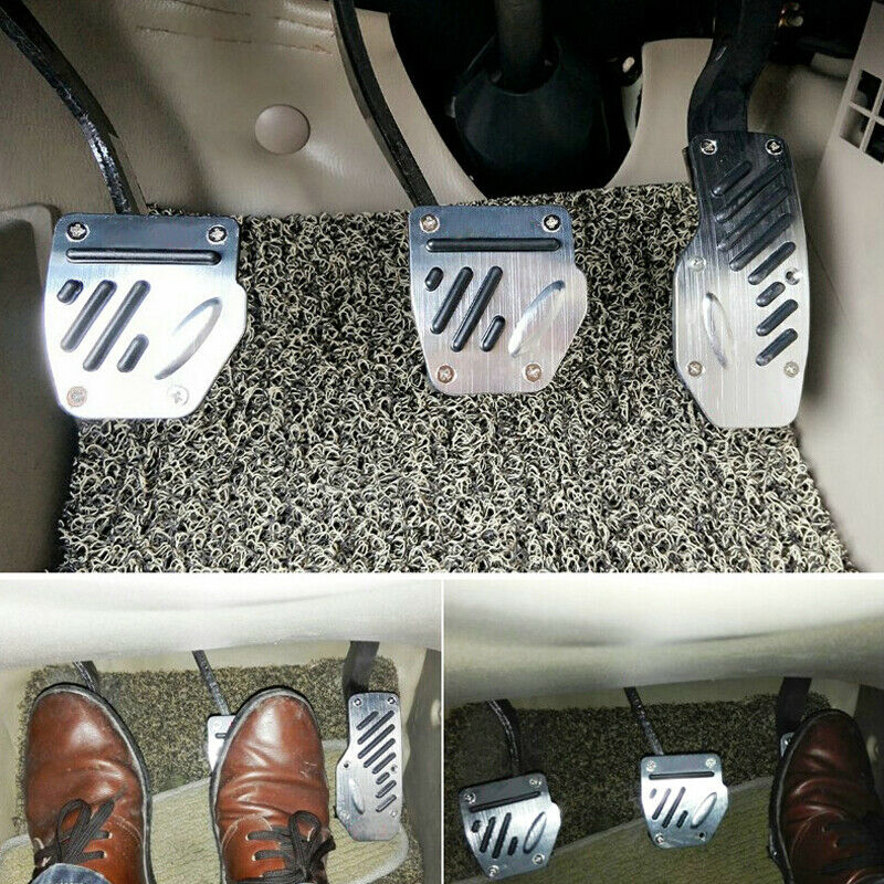 3Pcs Autos Non-skid Aluminum Accelerator Pedal Pad Cover throttle Brake Clutch