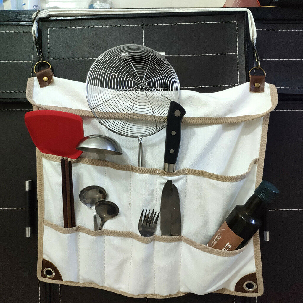 Camping Tableware Canvas Storage Bag BBQ Outdoor Utensil Organizer Neatly