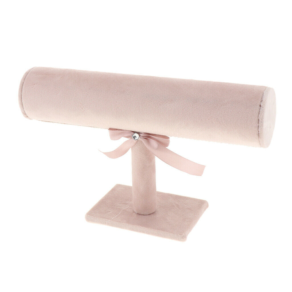 2X T-bar Jewelry Bracelet Bangle Watch Display Stand Holder Pink