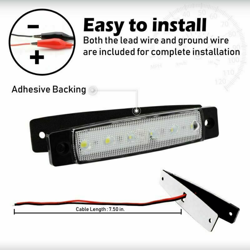 50x 3.8" White Side Marker Clearance Lights 6 LED for Car Truck Boat Trailer 24V